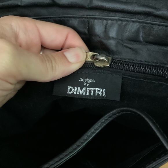 Vintage black leather clutch or crossbody purse with french coins - Picture 5 of 9